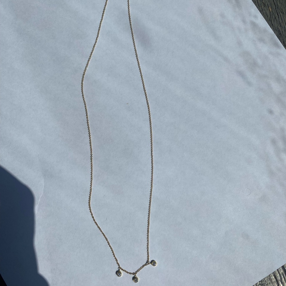 Jennifer Meyer Gold 3 Diamond Necklace - Picture 4 of 6